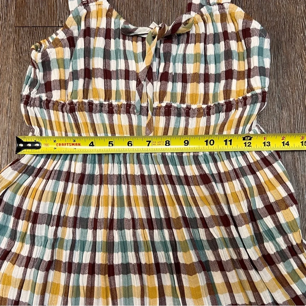 Roxy Paradise Breeze Plaid Babydoll Dress - Multi Plaid - Tiered Ruffle Mini - Picture 4 of 9